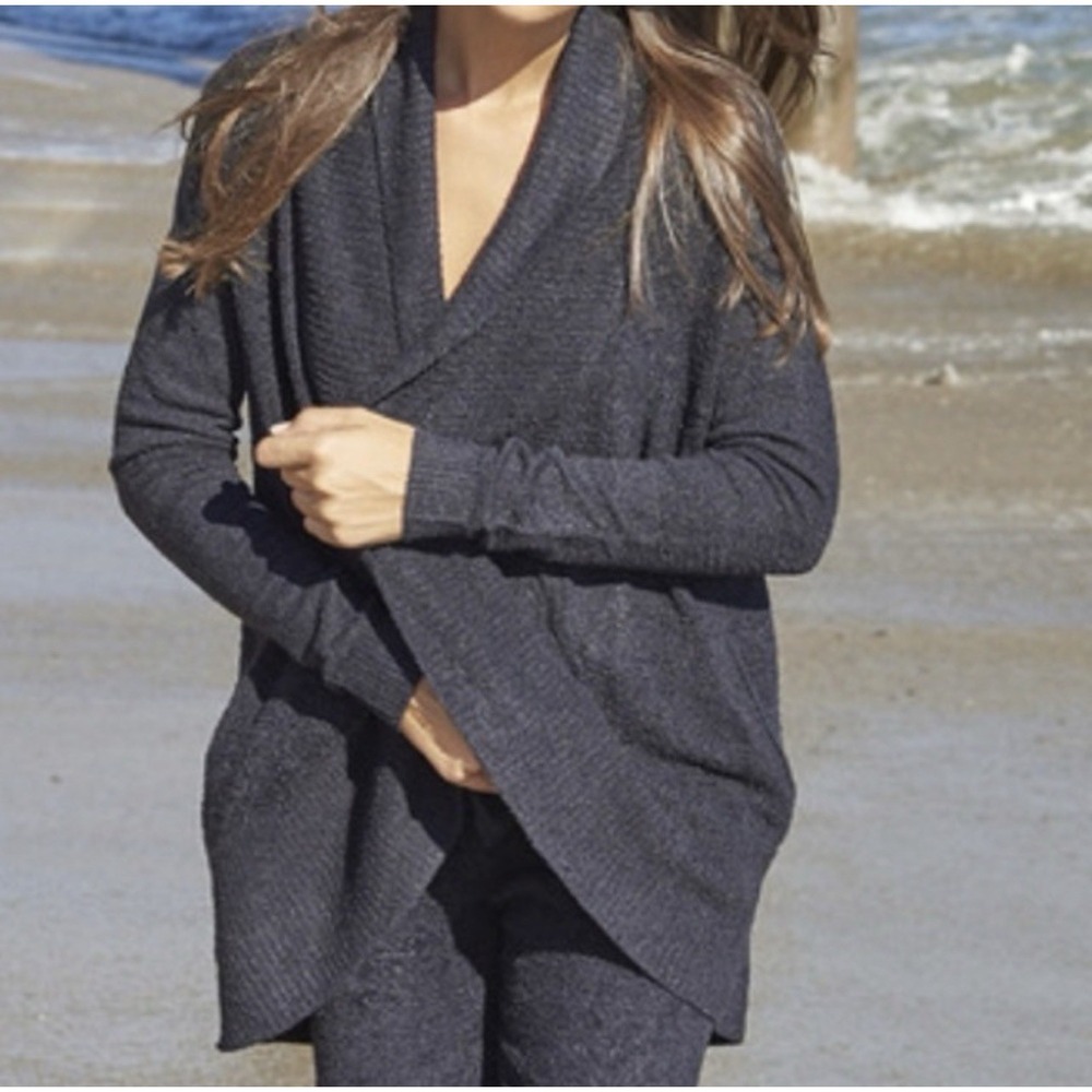 Barefoot Dreams CozyChic Lite Circle Cardigan Size XS / S Navy Blue Pockets Open